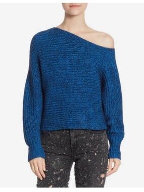 T By Alexander Wang Chunky Long Sleeve Off Shoulder Sweater